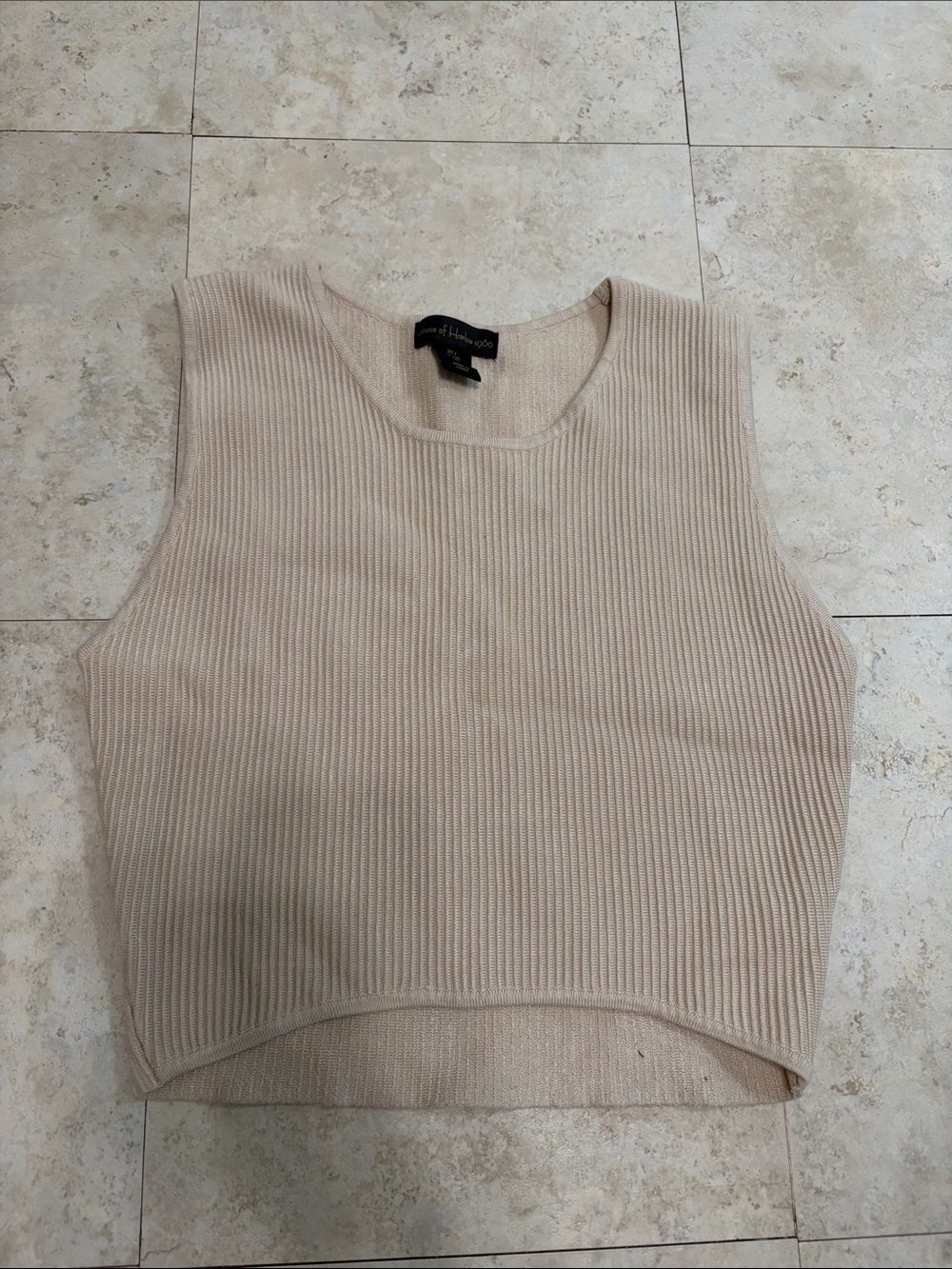 House of Harlow 1960 Ribbed Knit Crop Top — Cream